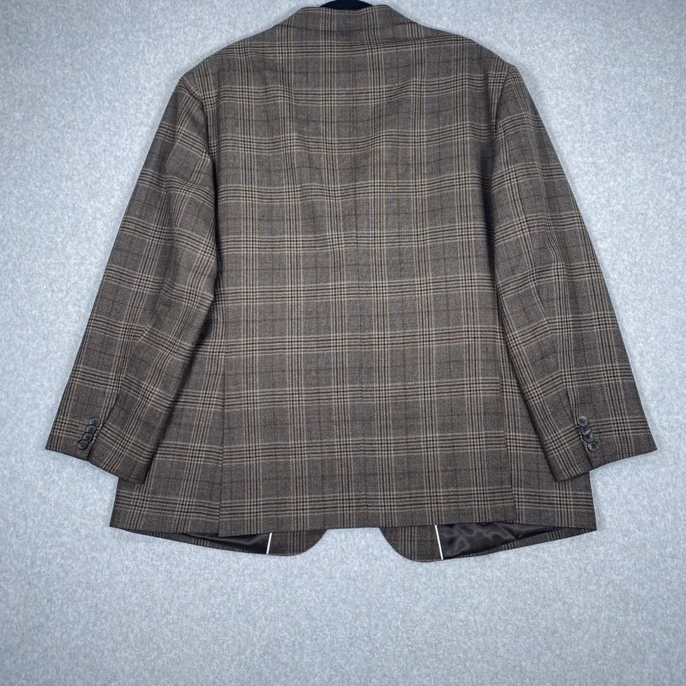 Joseph Abboud Blazer Mens 48 Regular Brown Plaid 100% Wool Heritage Sport Coat